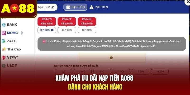 Khám phá ưu đãi nạp tiền AO88 dành cho khách hàng 